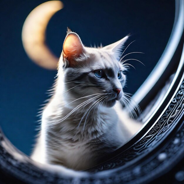 Foto gatto sullo sfondo della luna