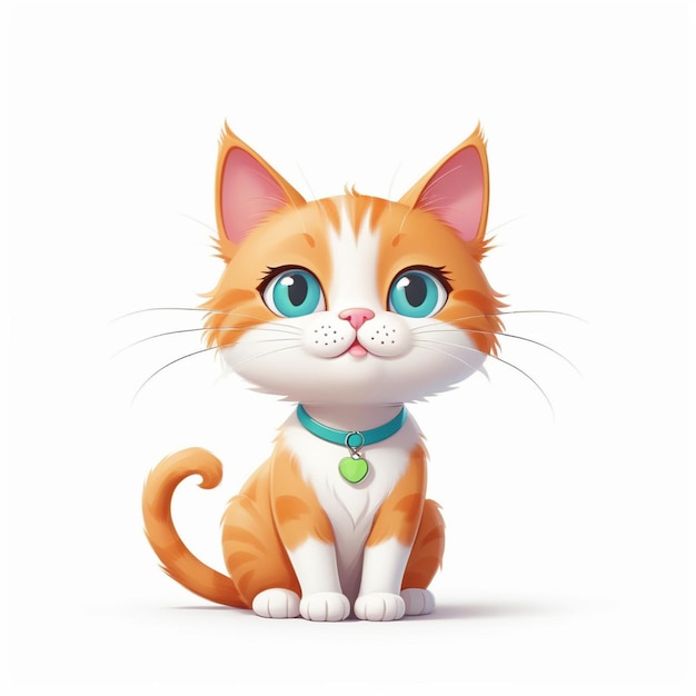 a cat in basic mode cartoon style on a plain white background