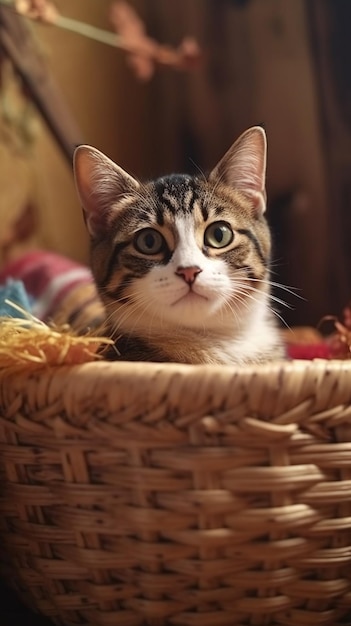 Cat in a basket