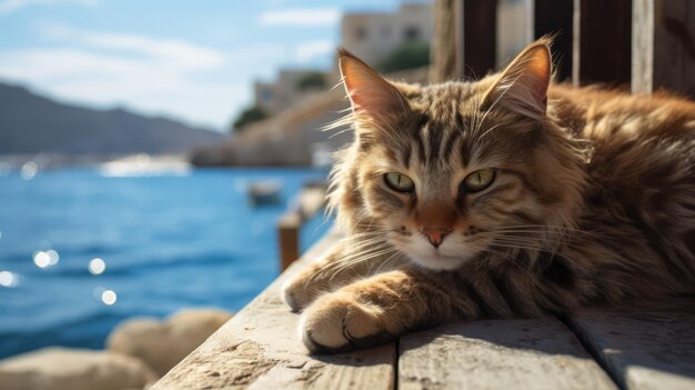 the cat at the beach serene moment