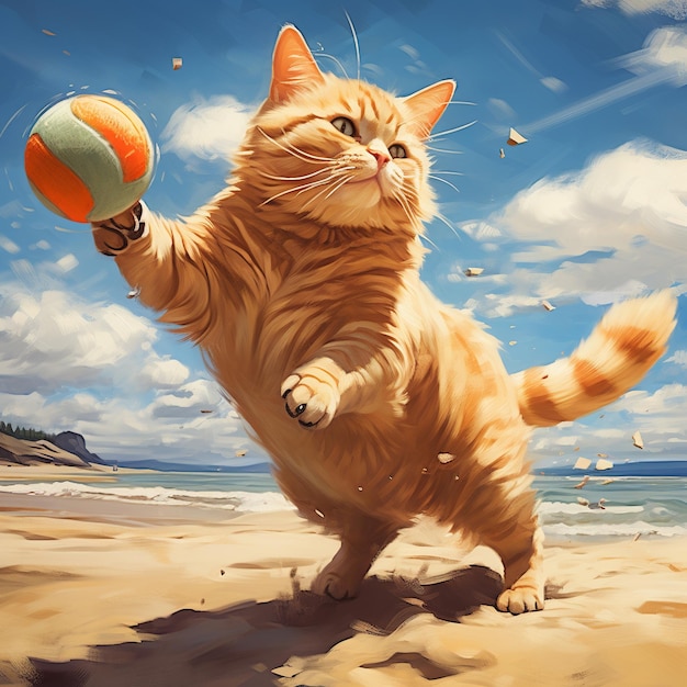 Cat a beach