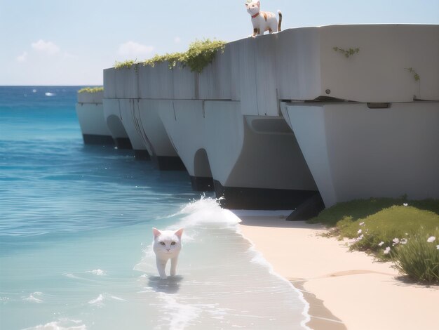 cat on the beach