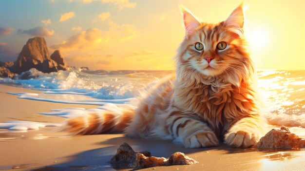 Photo cat on the beach