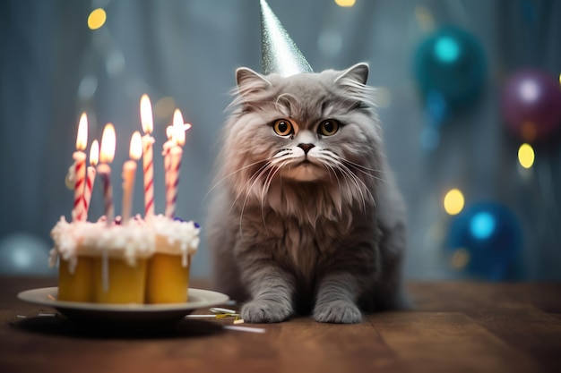 Cat birthday collage background