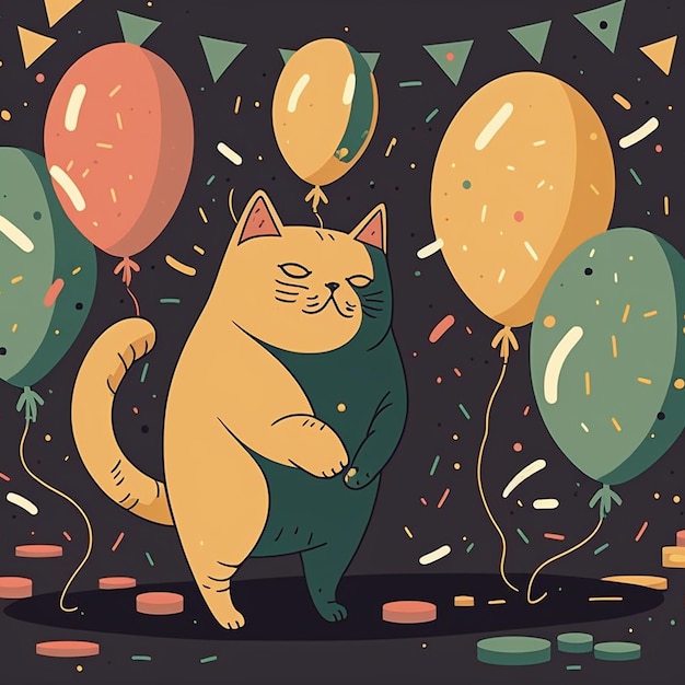 Cat Birthday vector illustration