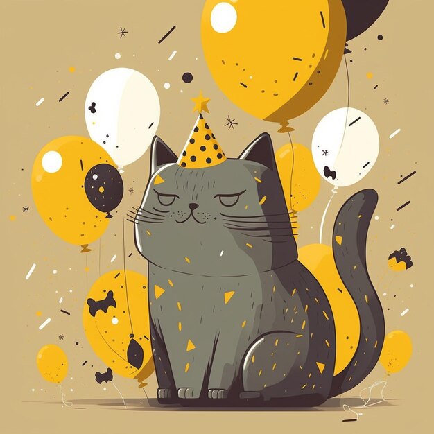 猫の誕生日のベクトルイラスト