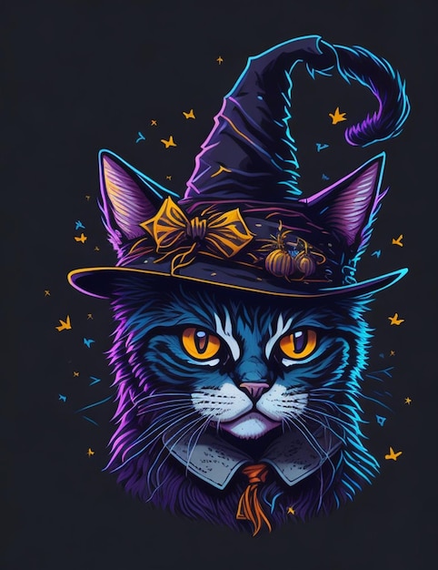 Cat black halloween vector