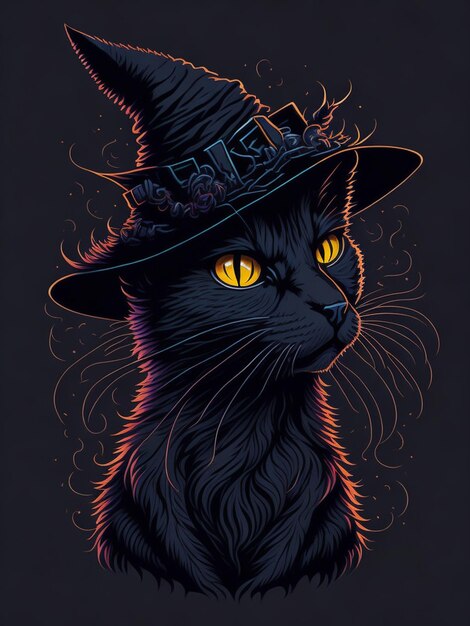 Foto vettore di halloween nero del gatto