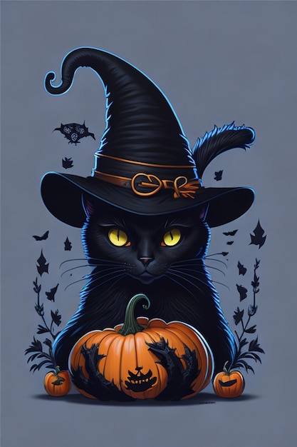 Foto vettore di halloween nero del gatto