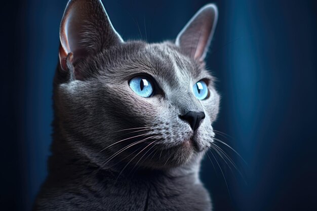 Cat of breed Russian Blue close up