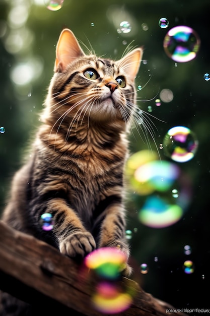 Cat bubble colorful