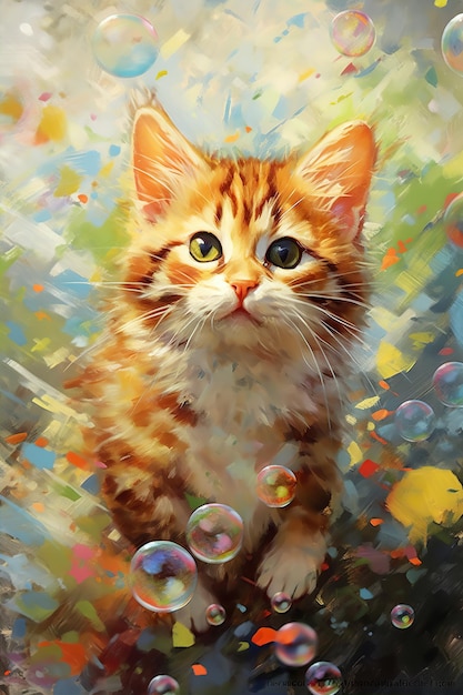 cat bubble colorful