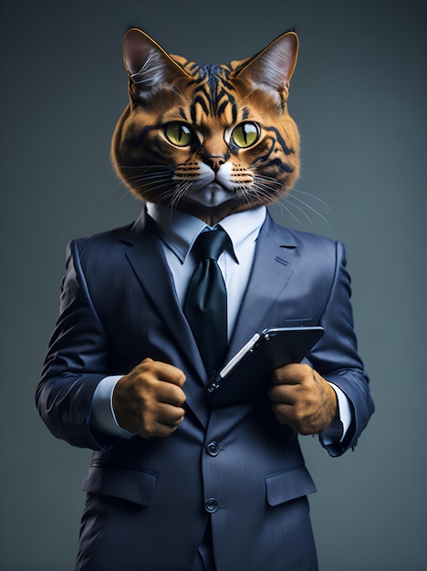 Cat businessman in a business suit AI generated