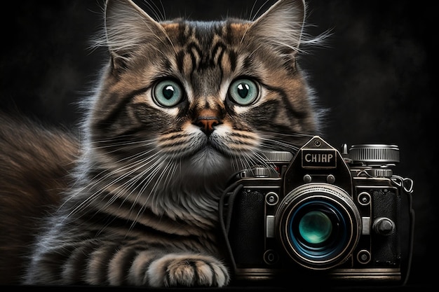 Cat Captures the Moment A Camera Portrait Generative AI