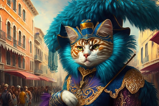 Cat carnival in historic clothes