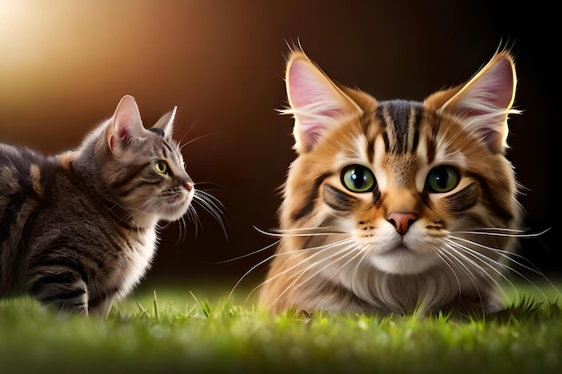 Кошка и кошка смотрят друг на друга