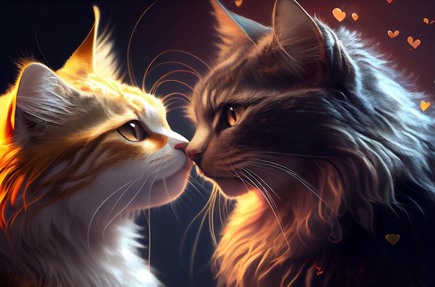 Cat and cat in love Generative AI