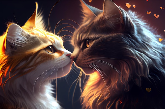 Cat and cat in love Generative AI