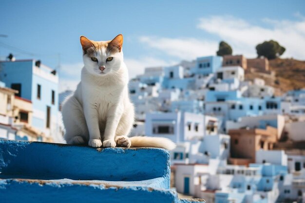 Cat in chefchaouen morocco