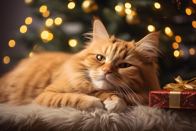 Photo cat in christmas night