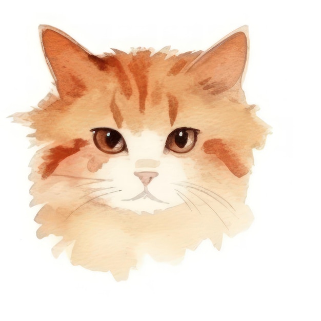 猫のクリパート 水彩画 可愛いアニメ 猫の画像 ペットのイラスト キティ 可愛い猫 白い背景
