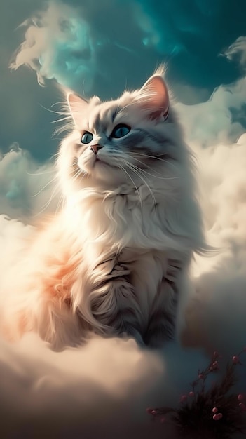 A cat in the clouds