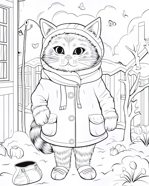 a cat in a coat that has a hood on it