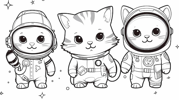 a cat coloring book for kids style simple vector lines