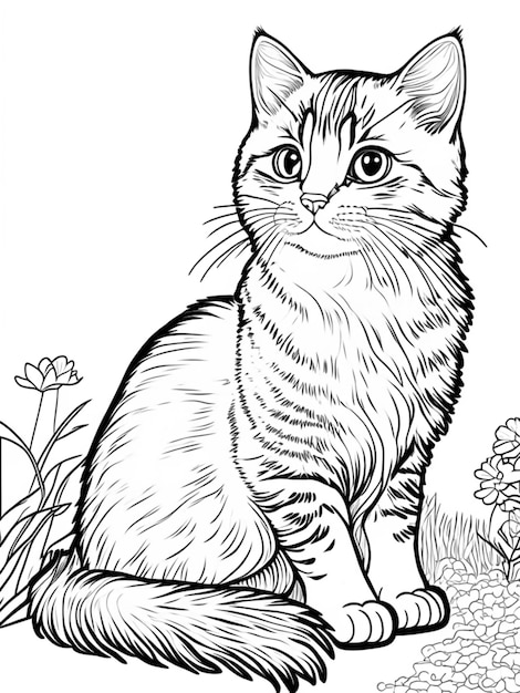 Cat Coloring page for adults Coloring page for kids