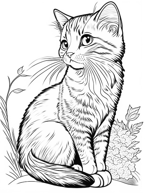 Cat Coloring page for adults Coloring page for kids