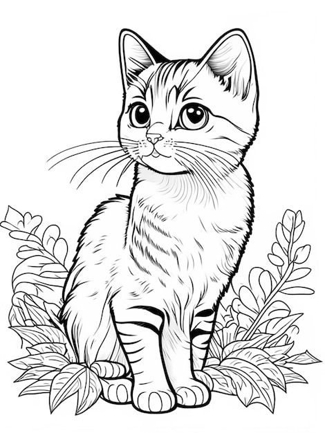 Cat Coloring page for adults Coloring page for kids