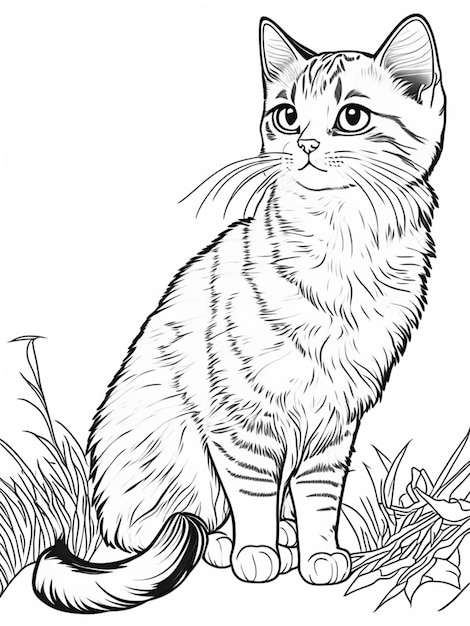 Cat Coloring page for adults Coloring page for kids