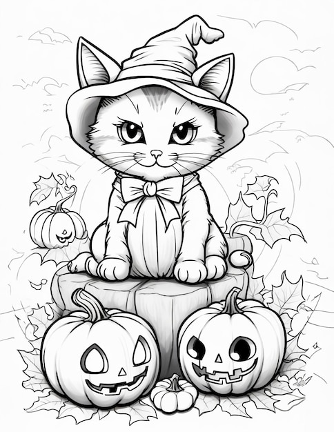 cat coloring page for kids