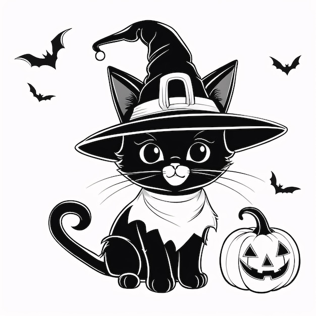 Photo cat coloring page printable quality black and white poster quality