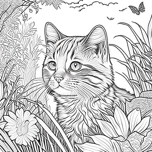 Photo cat for coloring