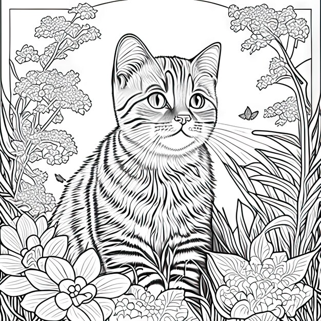 Photo cat for coloring