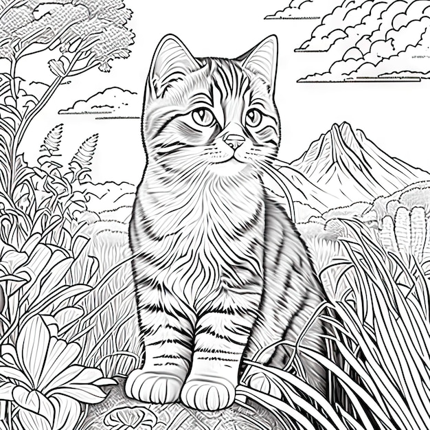 Photo cat for coloring