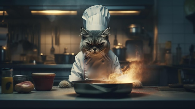 Cat cooking in the kitchen Generative Ai