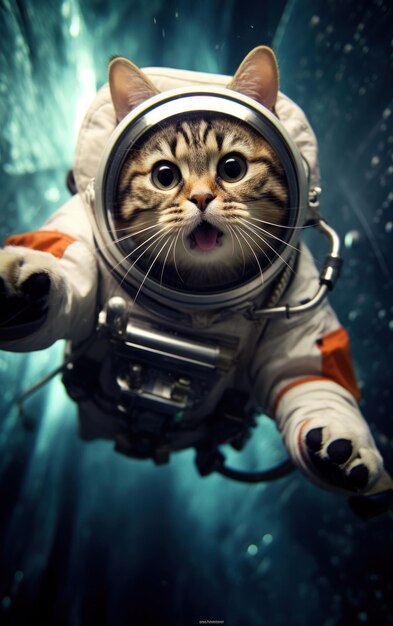 Cat in cosmonaut outfit