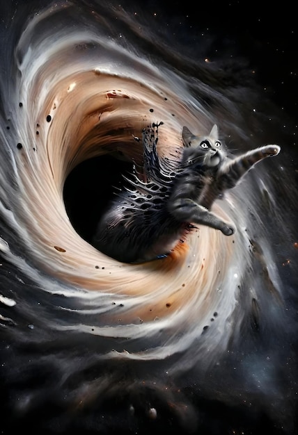 cat crossing a black hole