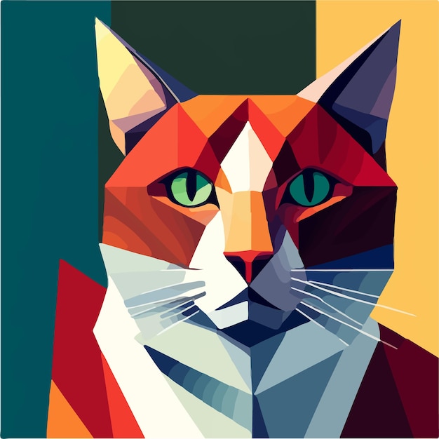 cat in cubic art illustration