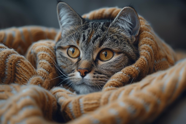 담요  에 싸인 고양이