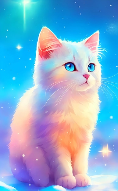 Кошка милая и очаровательная на красочном фоне