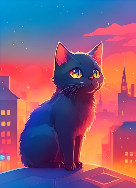 Cat cute and adorable on colorful background