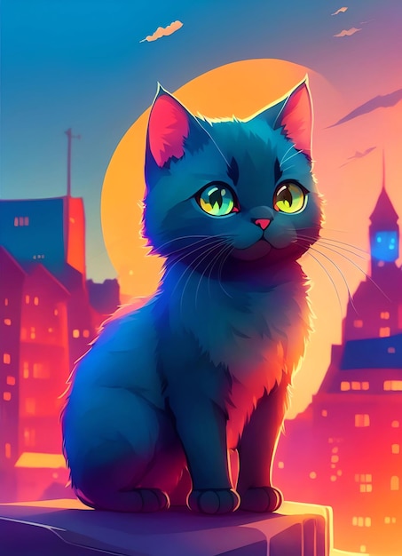 Cat cute and adorable on colorful background