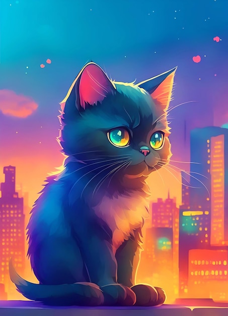 Cat cute and adorable on colorful background