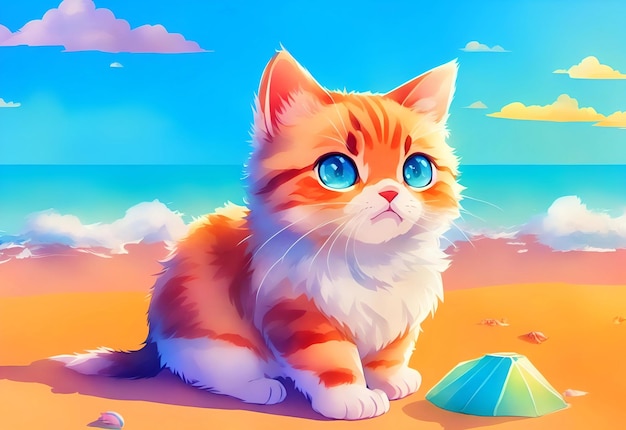 Cat cute and adorable on colorful background