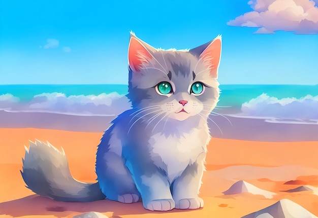 Cat cute and adorable on colorful background