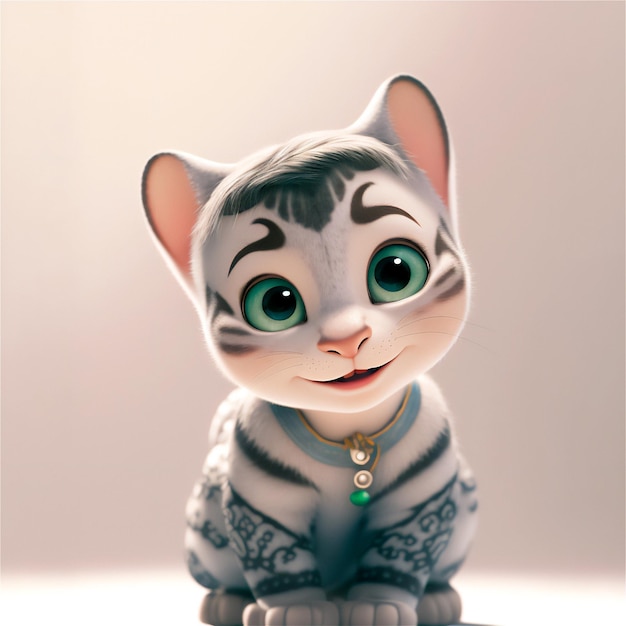 Cat cute pet baby smiling cartoon isolated blurred background Illustration petshop selective focus generated AI