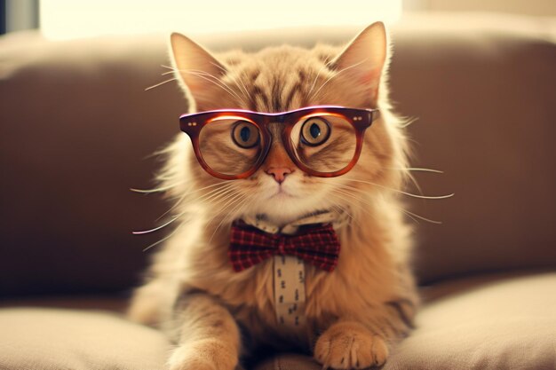 Photo cat cute stylish glasses